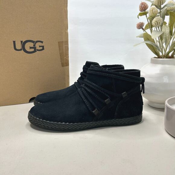 UGG Rianne Suede Ankle Boots Zipper Black 1123598 Women's US 6.5 NWB - Picture 4 of 10